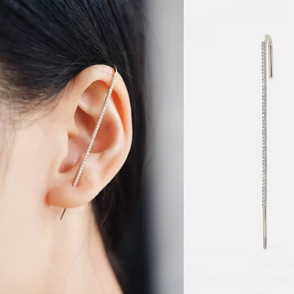 Crystal Ear Wrap Crawler Hook Earring - Picture 1 of 3